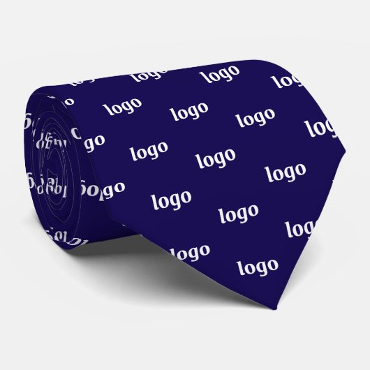 Simple Logo Pattern Navy Blue Business Stropdas (Opgerold)