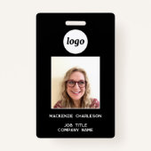 Simple Logo Photo ID QR Code Nametag Badge (Voorkant)