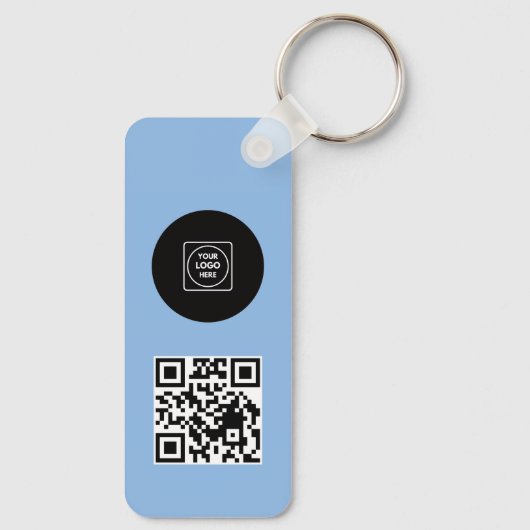 Simple Logo QR Code Business Blue Keychains Sleutelhanger (Achterkant)