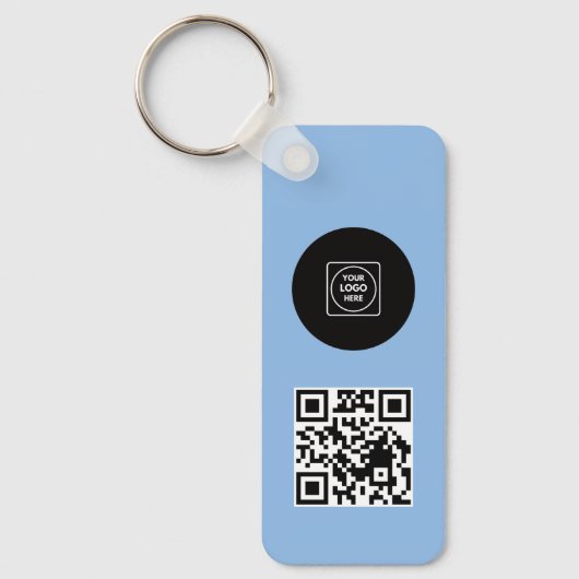 Simple Logo QR Code Business Blue Keychains Sleutelhanger (Voorkant)