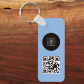 Simple Logo QR Code Business Blue Keychains Sleutelhanger (Voorkant)