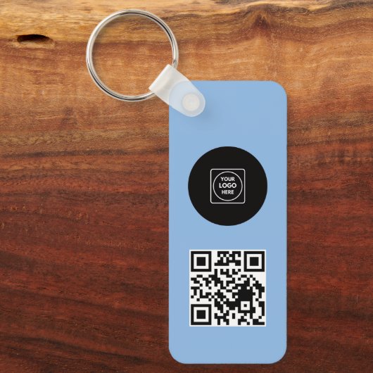Simple Logo QR Code Business Blue Keychains Sleutelhanger (Voorkant)
