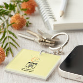Simple Logo QR Code Business Light Yellow Keychain (Voorkant Rechts)