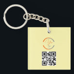 Simple Logo QR Code Business Light Yellow Sleutelhanger<br><div class="desc">Add your own logo and QR code to this striking minimalist professional design. Great for employee branding, or as a promotional product for your employees, clients and customers.</div>