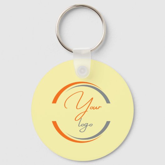 Simple Logo QR Code Business Light Yellow Sleutelhanger (Voorkant)