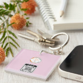Simple Logo QR Code Business Pink Sleutelhanger (Voorkant Rechts)