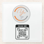 Simple Logo QR Code Business White Glazen Onderzetter (Voorkant)