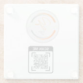 Simple Logo QR Code Business White Glazen Onderzetter (Achterkant)
