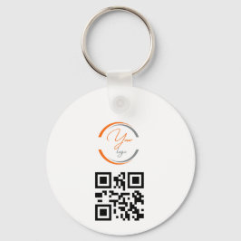 Simple Logo QR Code Business White Sleutelhanger