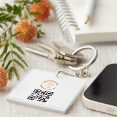 Simple Logo QR Code Business White Sleutelhanger (Voorkant Rechts)