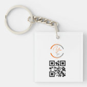 Simple Logo QR Code Business White Sleutelhanger (voorkant)