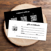 Simple Logo QR Code Gift Certificate