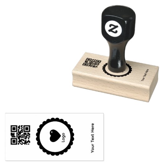 Simple Logo 'QR Code' Text Business Promotional Rubberstempel (Gestempeld)