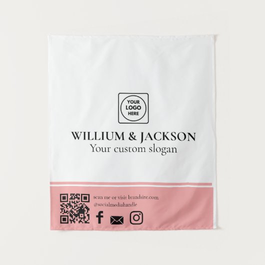 Simple Logo QR Vendor Event Promotional Display Wandkleed (Voorkant)