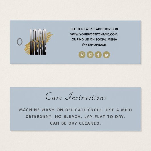 Simple Logo Social Media Blue Clothing Care label Mini Visitekaartjes (Voorkant /achterkant)