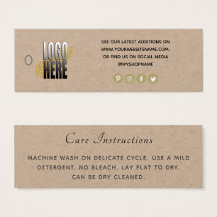 Simple Logo Social Media Kraft Clothing Care label Mini Visitekaartjes