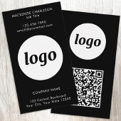 Simple Logo Text QR Code Vertical Black Visitekaartje