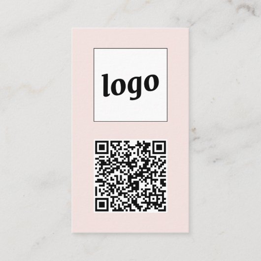 Simple Logo Text QR Code Vertical Blush Pink Visitekaartje (Achterkant)