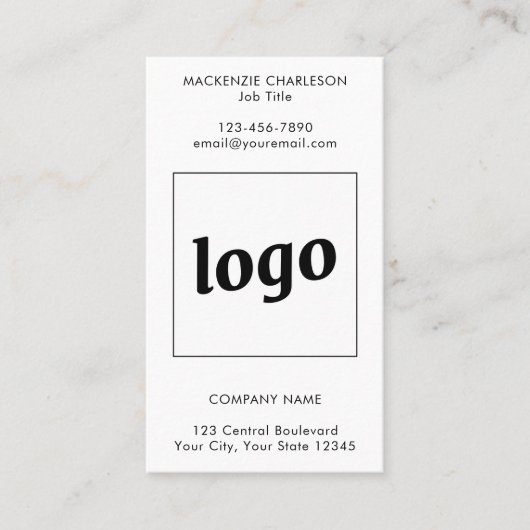Simple Logo Text QR Code Vertical Format Visitekaartje (Voorkant)