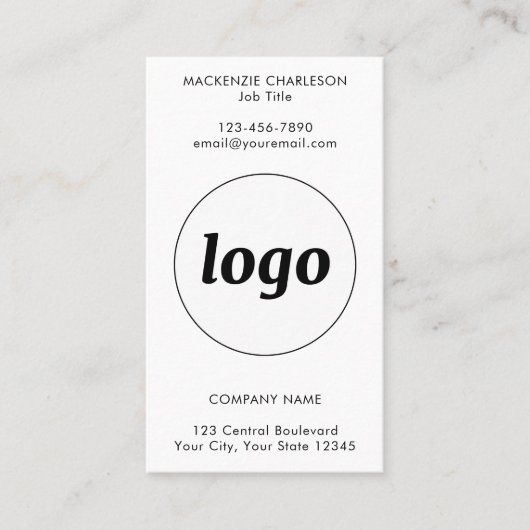 Simple Logo Text QR Code Vertical Format Visitekaartje (Voorkant)