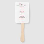 Simple Loopy Love Lines Red Heart Wedding Programm Handwaaier (Voorkant)