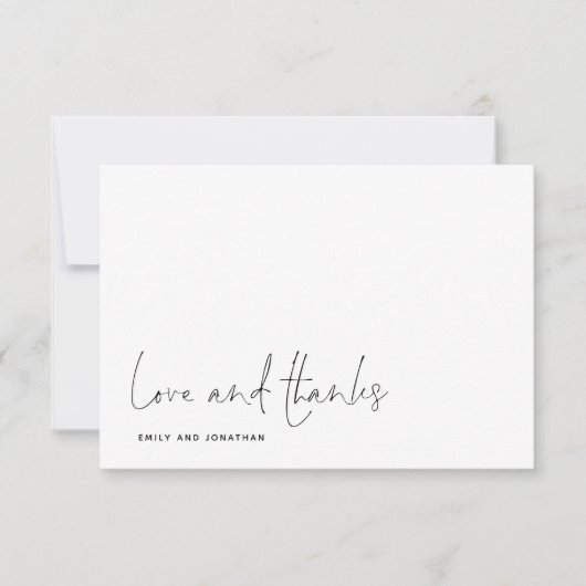 Simple Love Bedankt Script Photo Weddenschap Bedan Notitiekaartje (Voorkant)