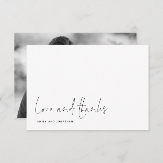 Simple Love Bedankt Script Photo Weddenschap Bedan Notitiekaartje (Voorkant / Achterkant)