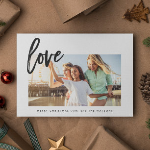Simple Love Black en White Feestdagen Photo Card Feestdagenkaart