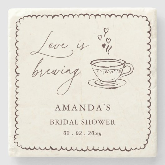 Simple Love is Brewing Coffee Bridal Shower Stenen Onderzetter (Voorkant)