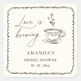 Simple Love is Brewing Coffee Bridal Shower  Vierkante Sticker