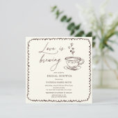 Simple Love is Brewing Coffee Bruidsuitnodiging Kaart (Staand voorkant)