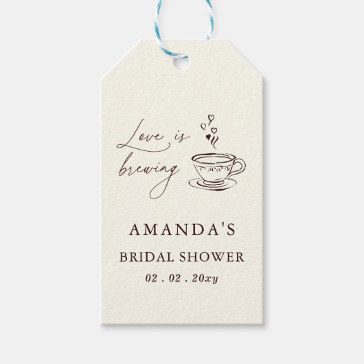 Simple Love is Brewing Coffee Bruiloftsborrel Cadeaulabel (Voorkant)