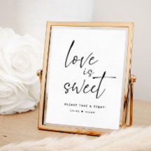 Simple Love is Sweet Wedding Favor Sign