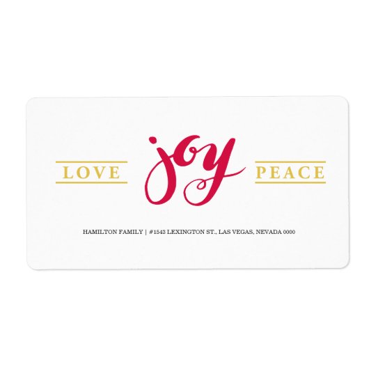 Simple Love Joy Peace-label Etiket (Voorkant)