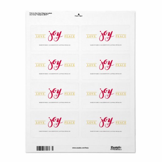 Simple Love Joy Peace-label Etiket (Full Sheet)