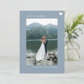 Simple Love Photo Collage Dusty Blue Bedankkaart (Staand voorkant)