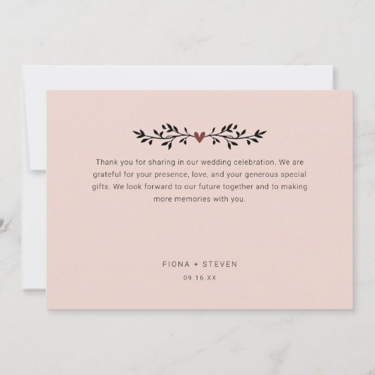 Simple Love Script 2 Photos Wedding Bedankkaart (Achterkant)