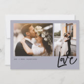 Simple Love Script 2 Photos Wedding Bedankkaart (Voorkant)