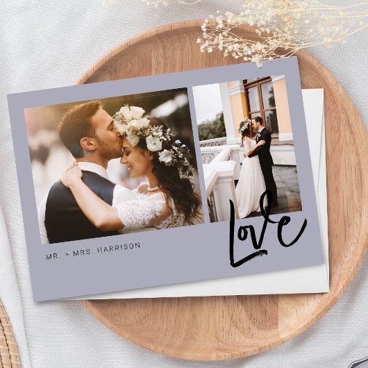 Simple Love Script 2 Photos Wedding Bedankkaart