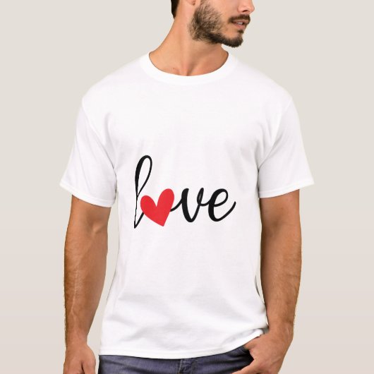 Simple Love Script met pictogram Red Heart T-shirt (Voorkant)