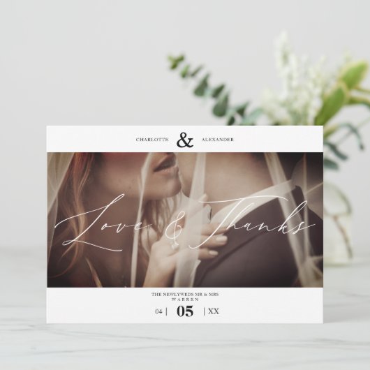 Simple Love & Thanks Custom Photo Couple Wedding (Staand voorkant)