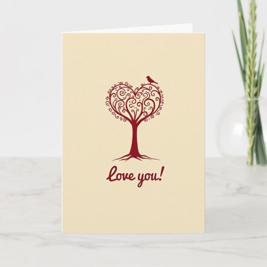 Simple Love You Heart Tree Card Kaart (Voorkant)