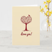 Simple Love You Heart Tree Card Kaart (Gele Bloem)