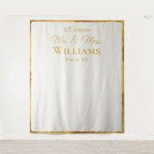 Simple Luxe Gold Edge Mr Mrs Wedding Wall Backdrop Wandkleed (Voorkant)