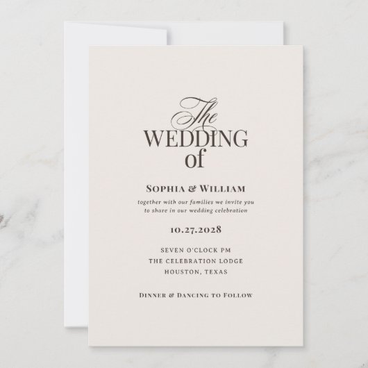 Simple Luxe Ivory and Brown | Neutral Wedding Kaart (Voorkant)