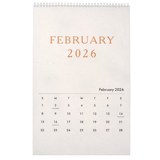 Simple Luxury Design Calendar Kalender (Feb 2026)