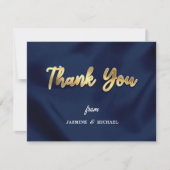 Simple Luxury Wedding Navy & Gold Script Classic Bedankkaart (Voorkant)