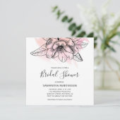 Simple Magnolia Pink Waterverf Square Bridal Show Kaart (Staand voorkant)