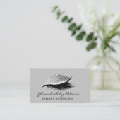 Simple Makeup Beauty Eyelash Lashes Glitter Silver Visitekaartje (Staand voorkant)