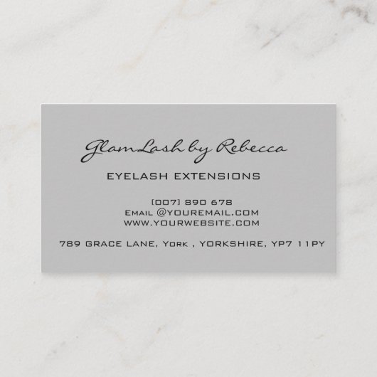 Simple Makeup Beauty Eyelash Lashes Glitter Silver Visitekaartje (Achterkant)